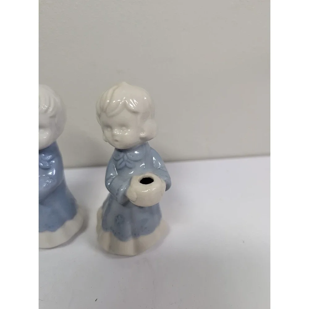 Vintage Ceramic Angle- Boy Girl Candle Holder Blue/White Made in Japan Figurines